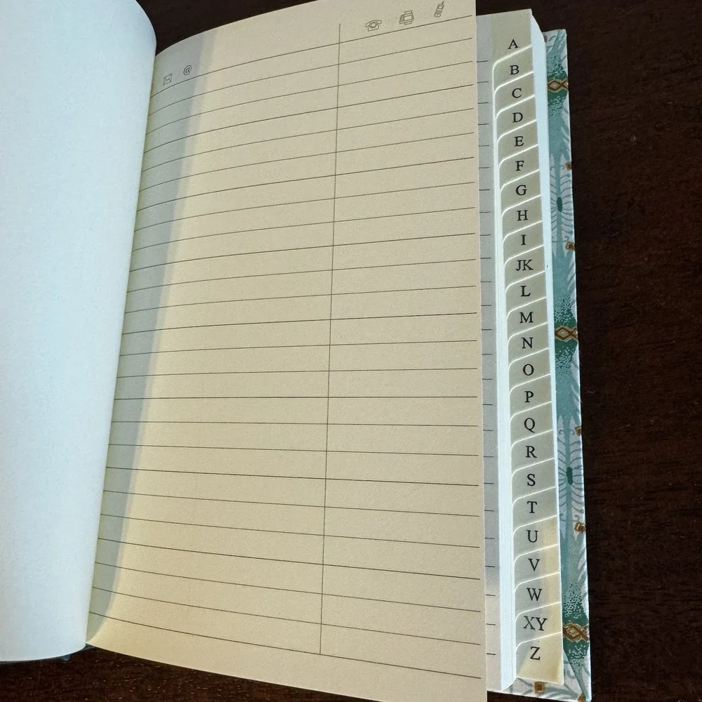 Address Book Tabbed Teal Green Abstract Cover 6.75x5x.50